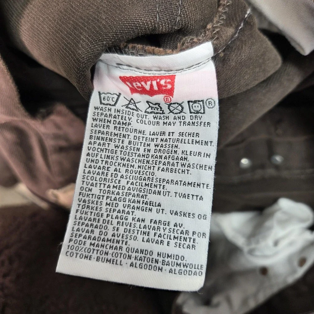 VTG Levis 501 Jeans Mens Brown Raw Hem Straight Denim Made USA 90s Fits 33x28